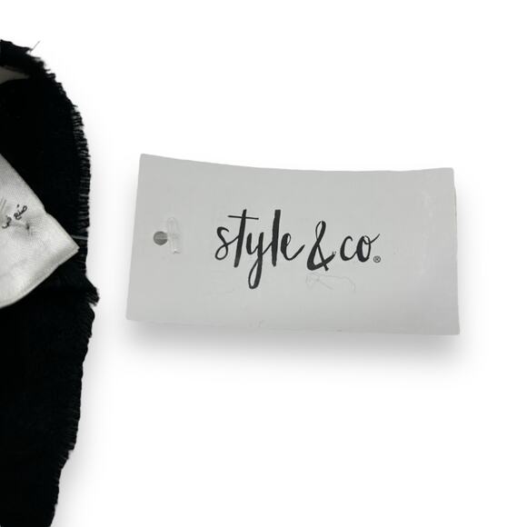 NEW Macy's Style&Co. Black Unisex Winter scarf Rectangle Classic Warm Fringe NWT - Picture 9 of 10